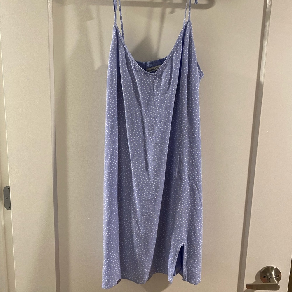 Blue polka dot adjustable tie mini dress